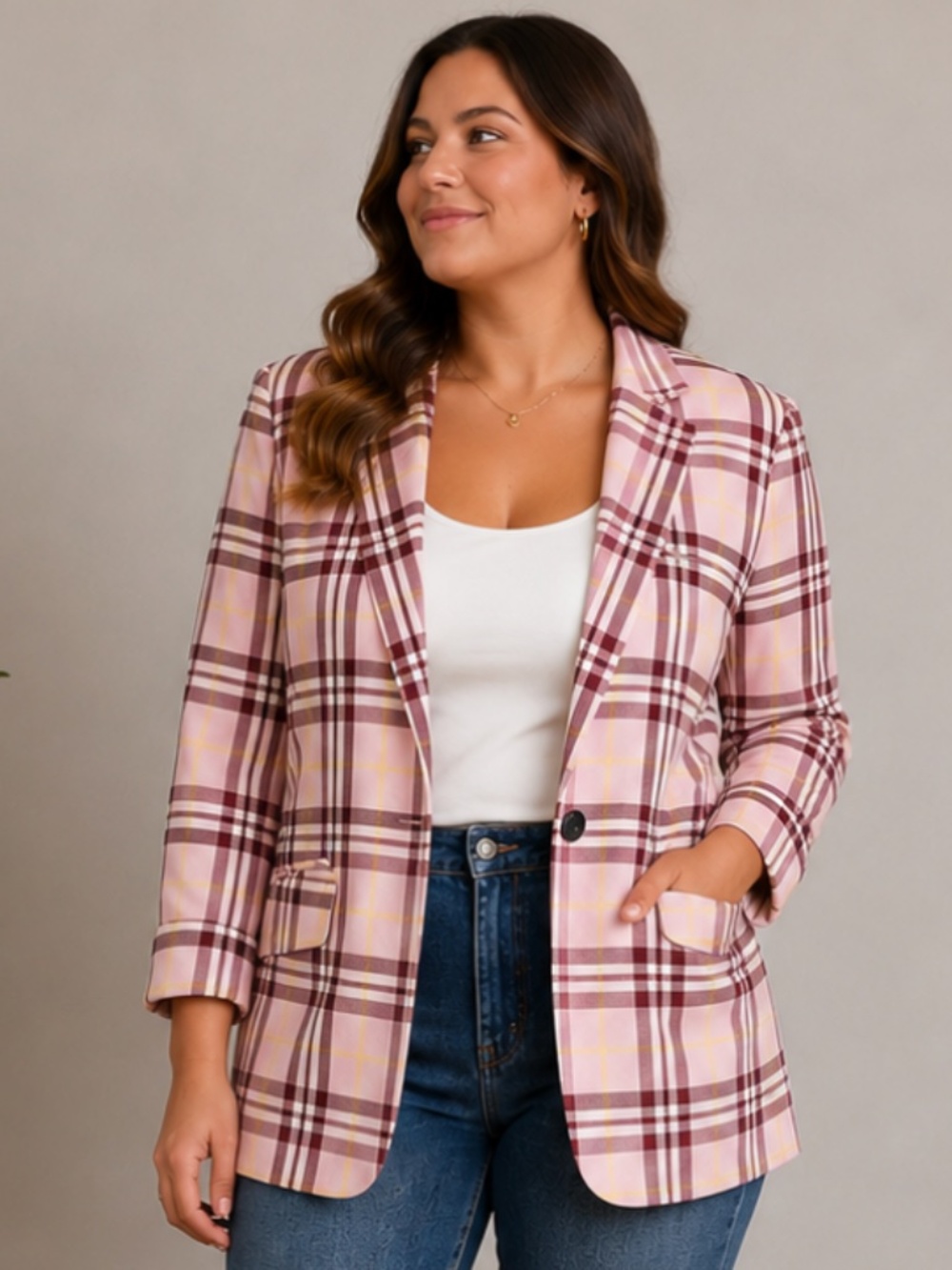 Rag & Bone Margot Women Blazer Plaid Lightweight Pink 10 Casual office Twee Chic